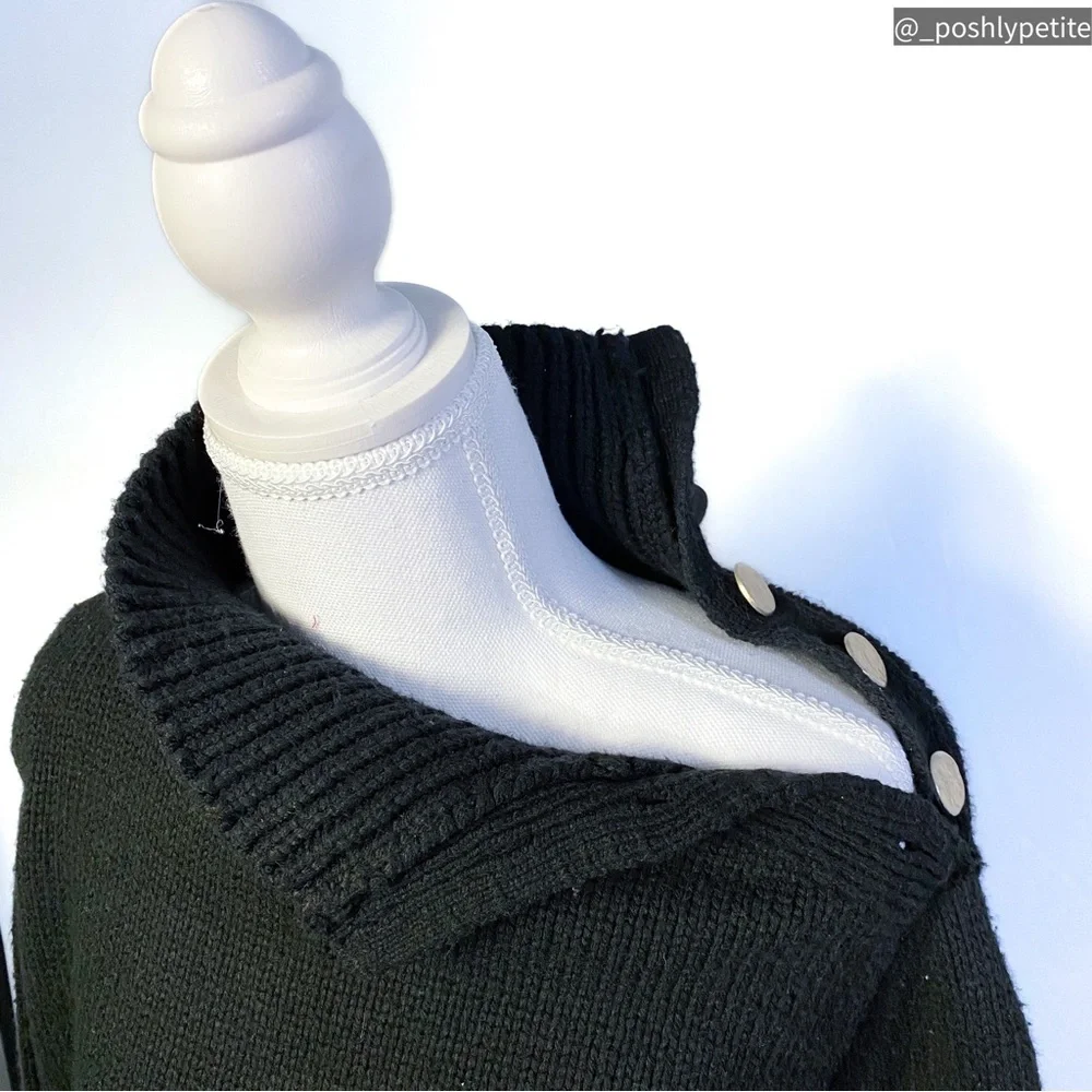 Zara knit small black mock  neck button sweater - Picture 7 of 16